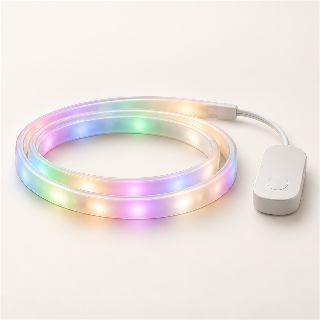 Generic RGBW smart light strip concept render.